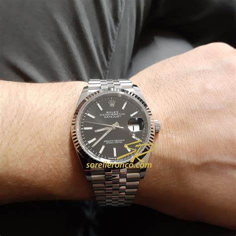 rolex date just acciaio e platino schermo nero|rolex datejust 36 mm.